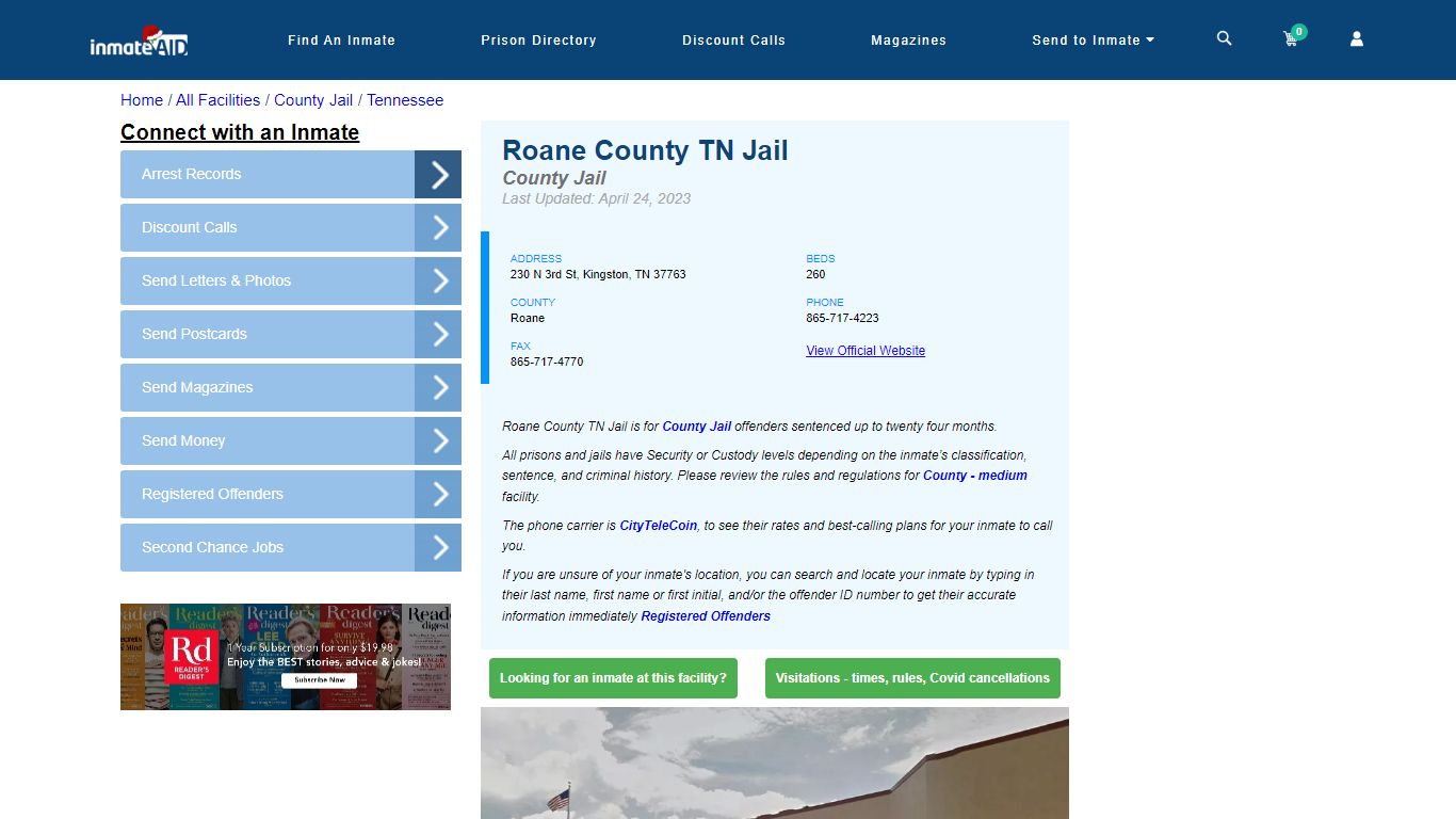 Roane County TN Jail - Inmate Locator - Kingston, TN